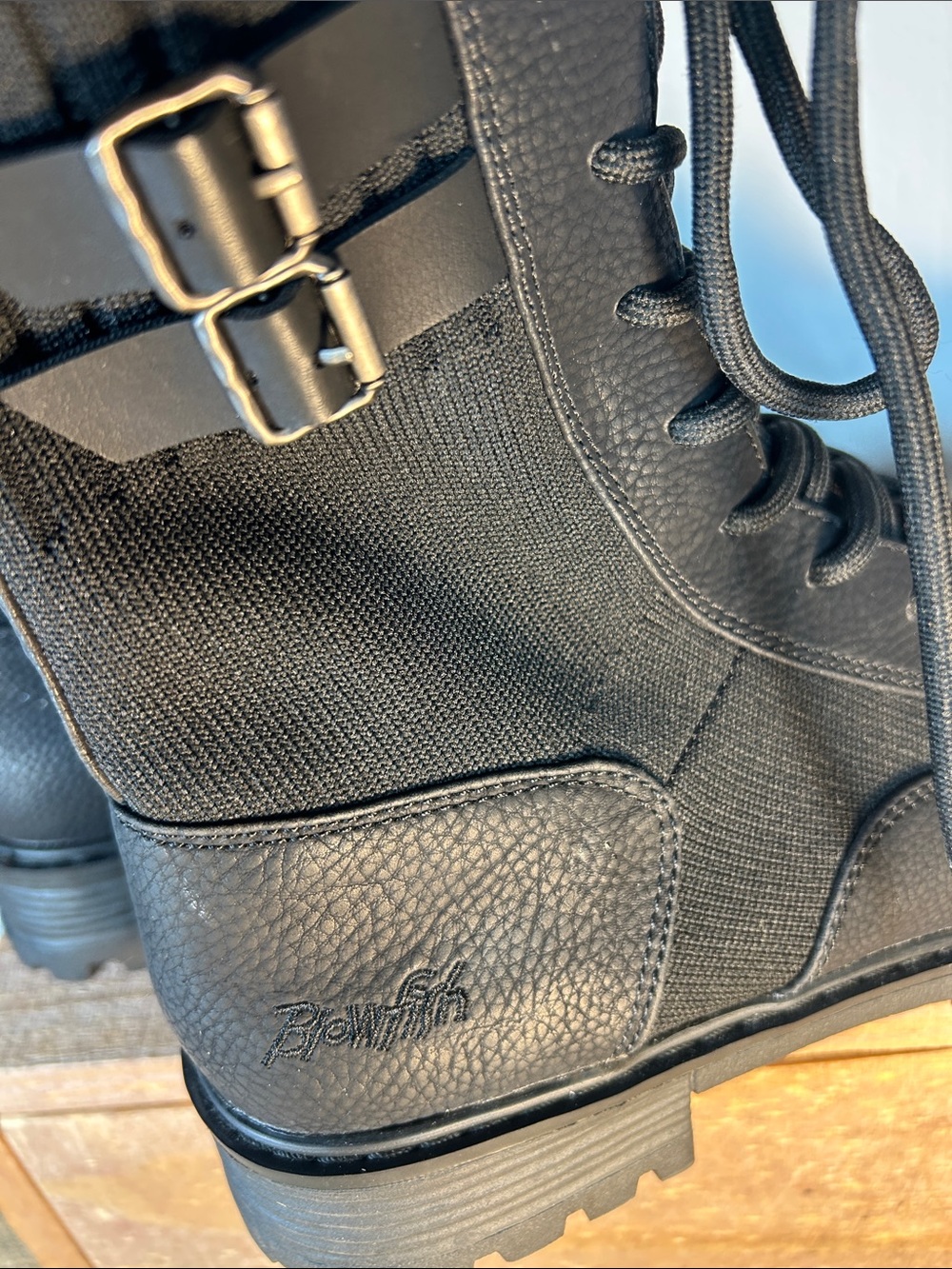 Blowfish Black Lace-Up Buckle Combat Boots - Picture 10 of 10
